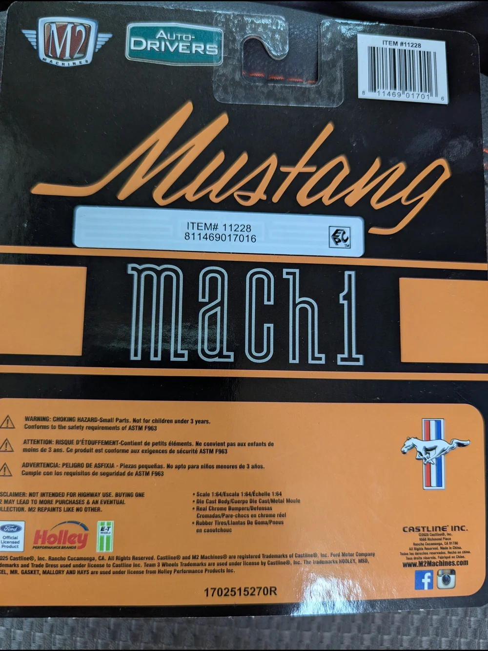 Ford Mustang Mach 1 Die-Cast - Black & Orange